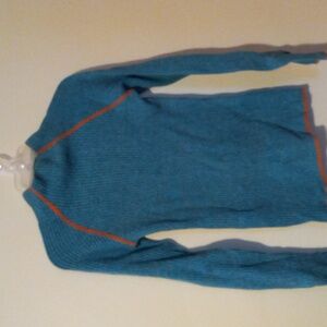 Vintage sweater medium Roots System teal with orange stitching high neck